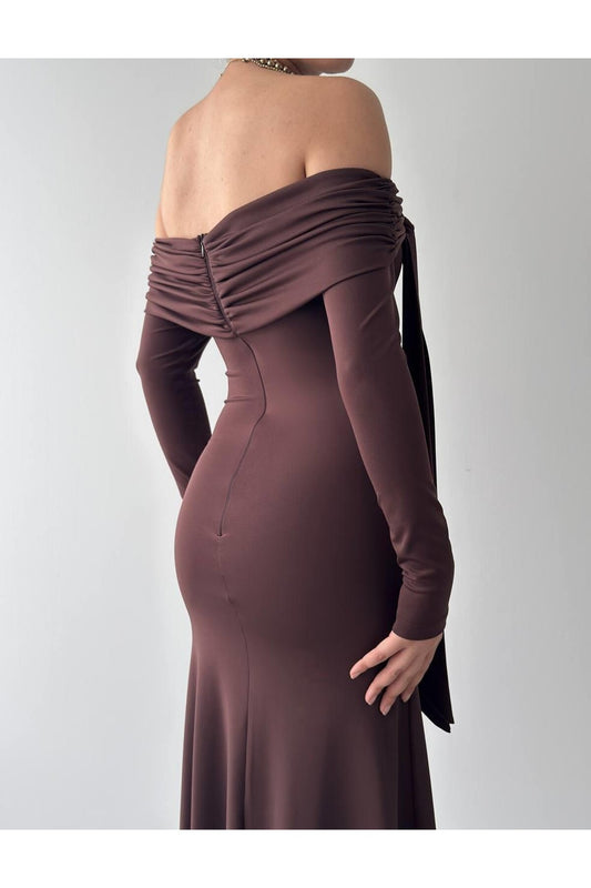 Draped Sash Off-Shoulder Dress