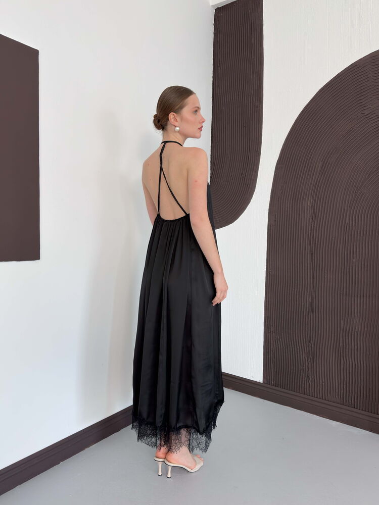 Lace-Trim Satin Slip Maxi Dress