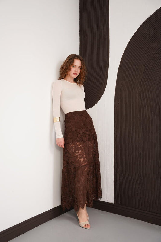 Tiered Lace Maxi Skirt