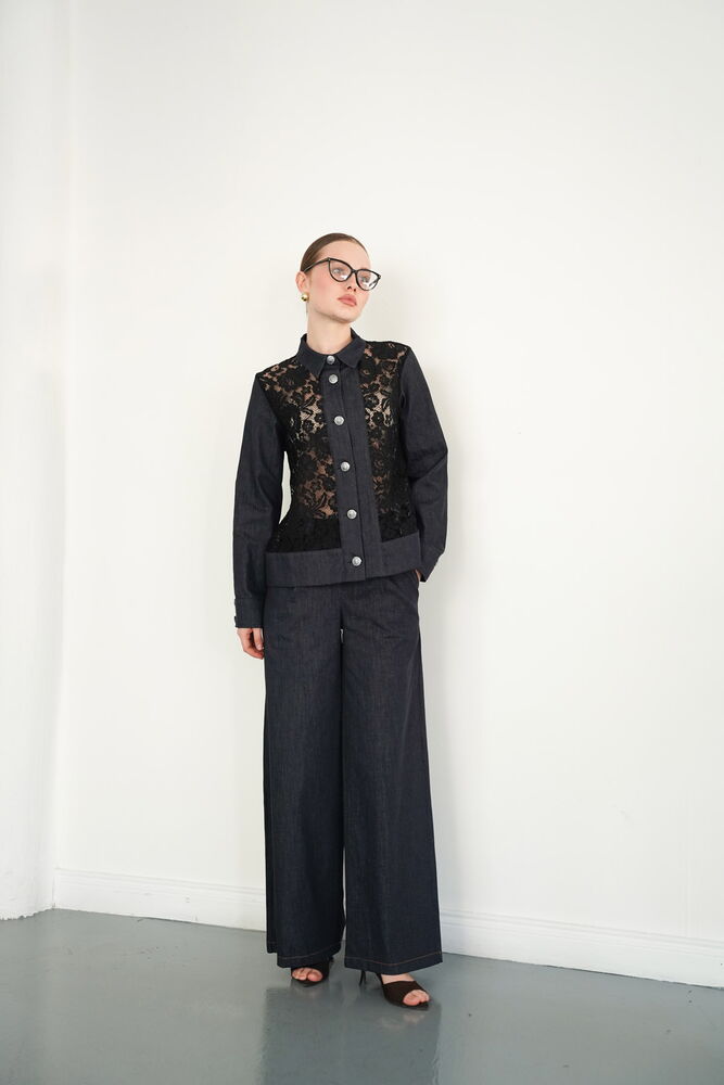 Wide-Leg Denim Trousers