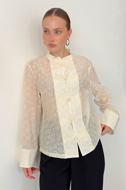 Broderie Mandarin Blouse