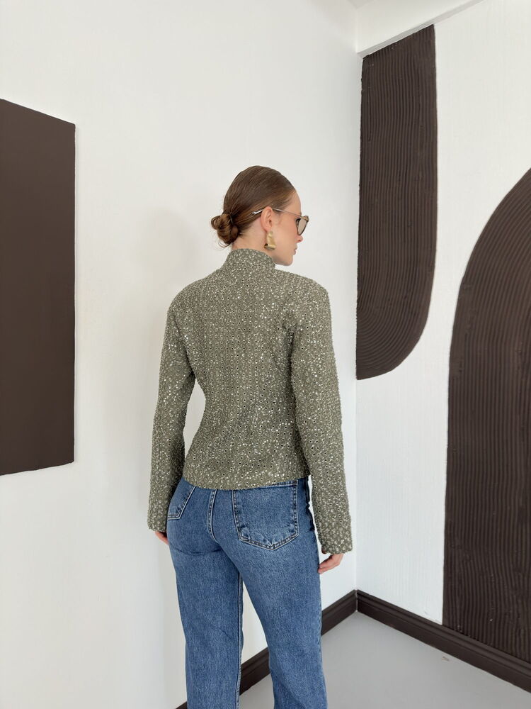 Sequin Tweed Asymmetric Jacket