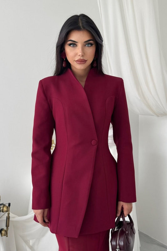 Sculpted Blazer & Sheer Skirt Set
