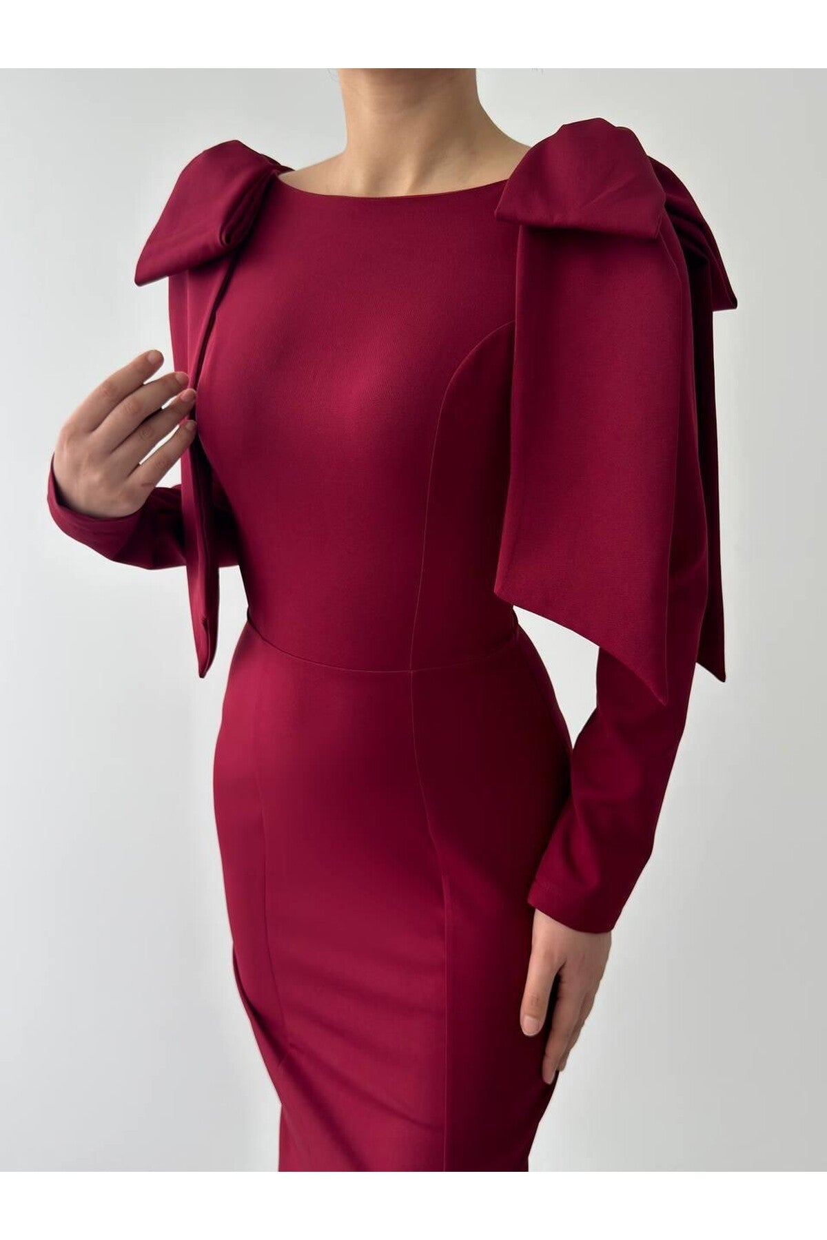 Bow Shoulder Open Back Dress