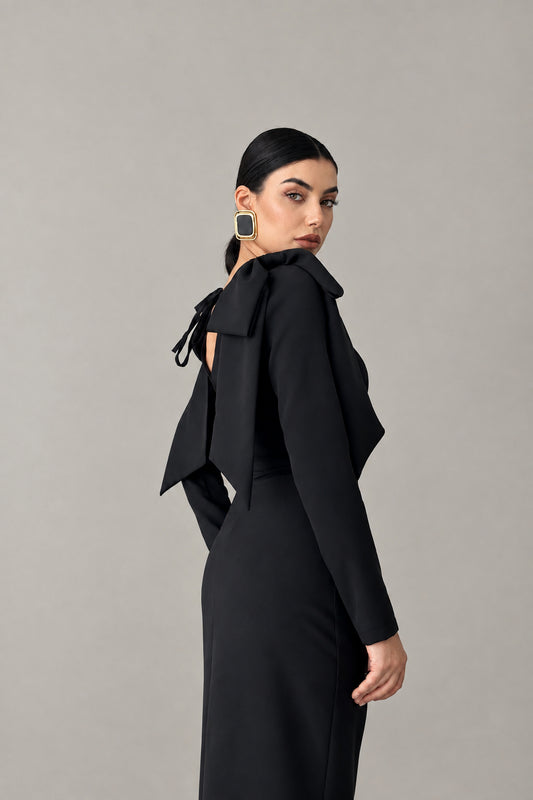 Bow Shoulder Open Back Dress