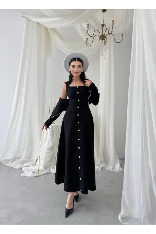 Pearl Trim Tweed Jacket & Dress Set