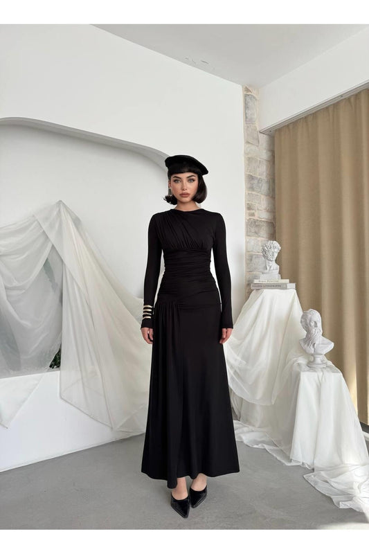 Draped Crepe Maxi Dress