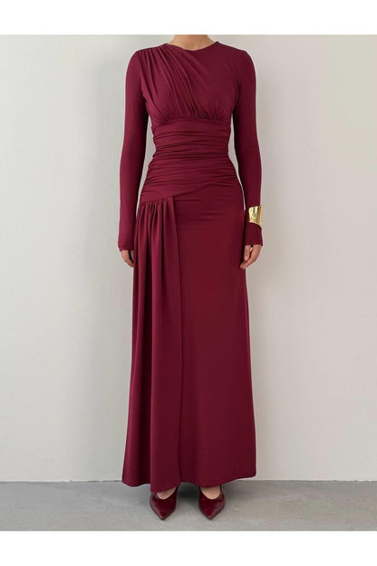 Draped Crepe Maxi Dress