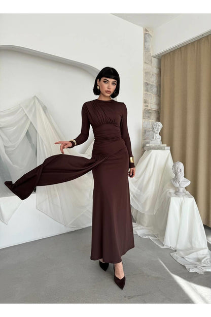 Draped Crepe Maxi Dress