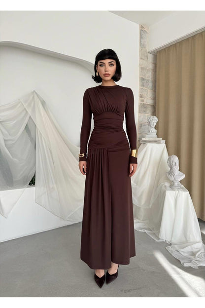 Draped Crepe Maxi Dress