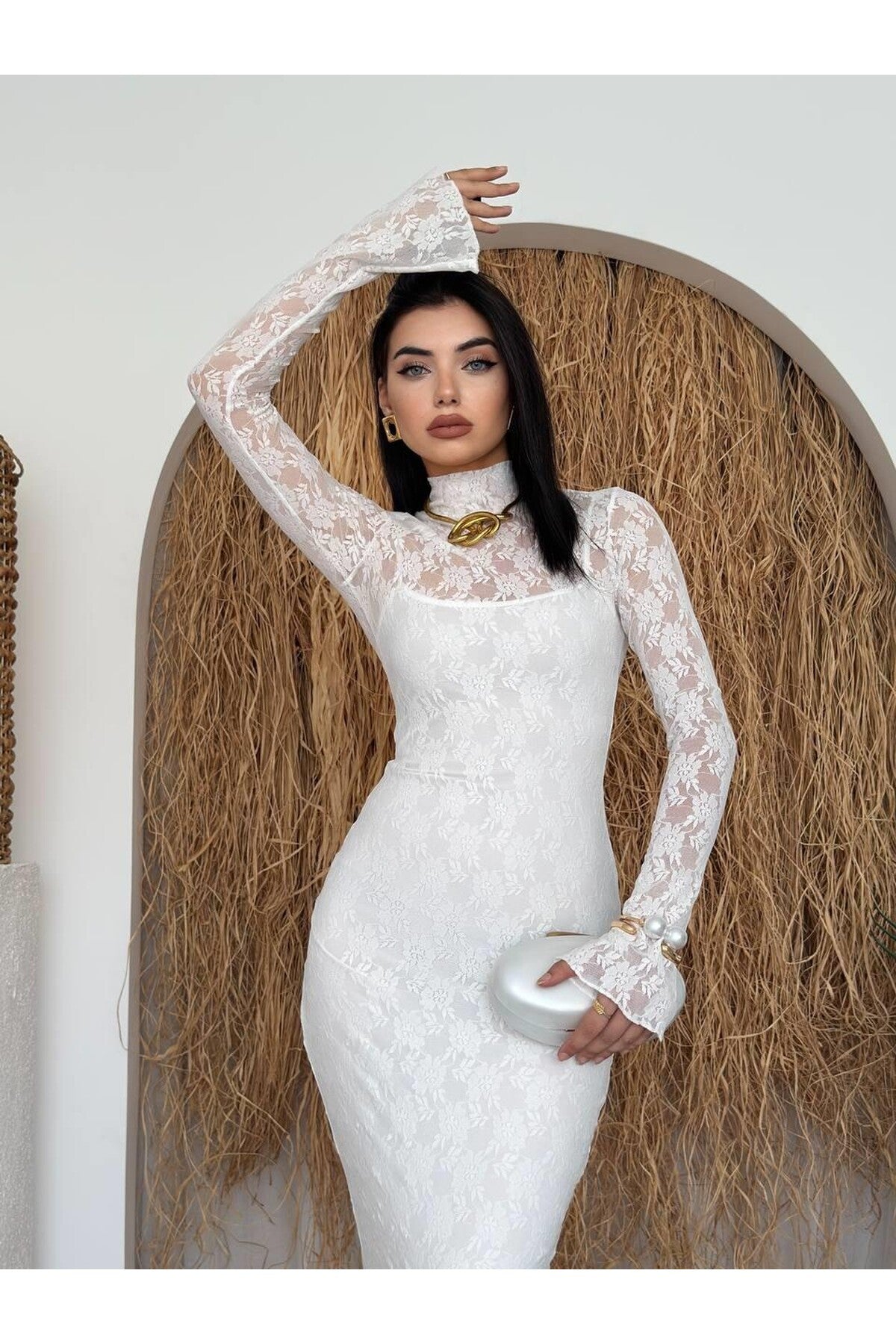 Romantic Lace Midi Dress - White