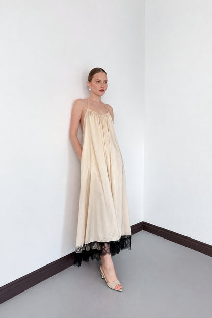 Lace-Trim Satin Slip Maxi Dress