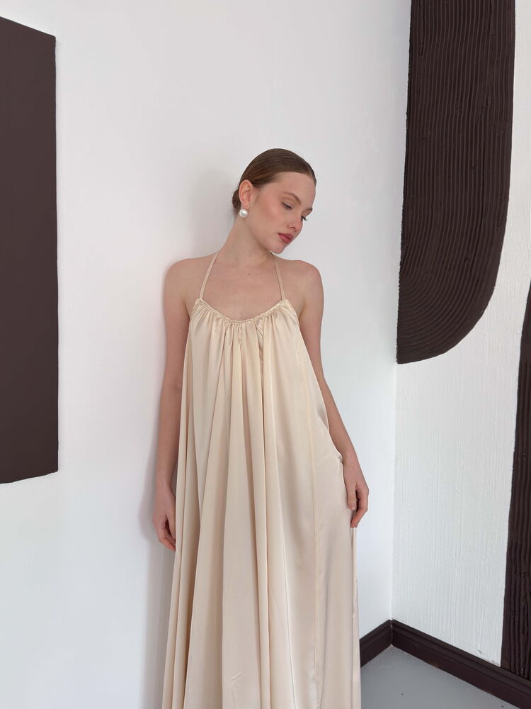 Lace-Trim Satin Slip Maxi Dress