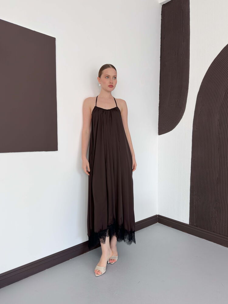 Lace-Trim Satin Slip Maxi Dress