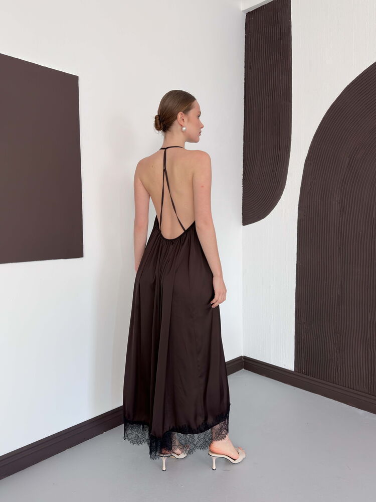 Lace-Trim Satin Slip Maxi Dress