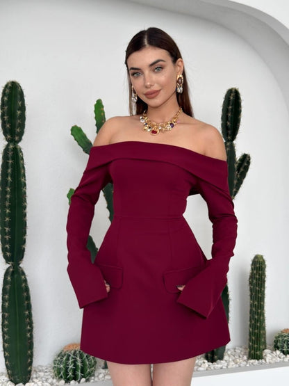 Off-Shoulder Tulip Mini Dress