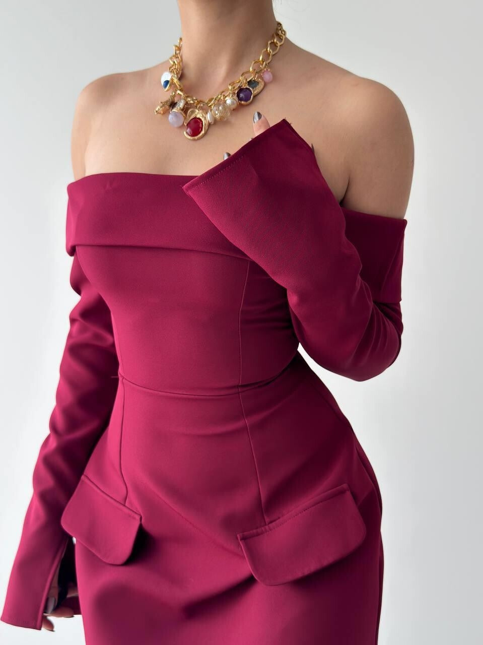 Off-Shoulder Tulip Mini Dress
