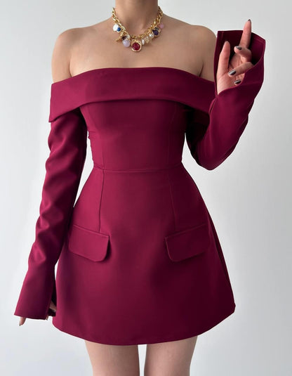 Off-Shoulder Tulip Mini Dress