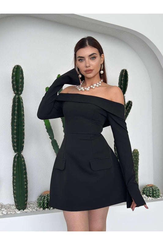 Off-Shoulder Tulip Mini Dress