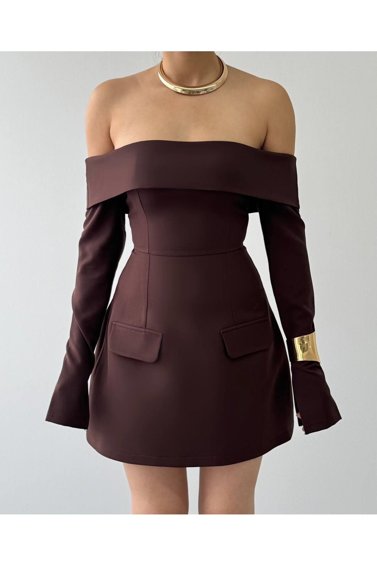 Off-Shoulder Tulip Mini Dress