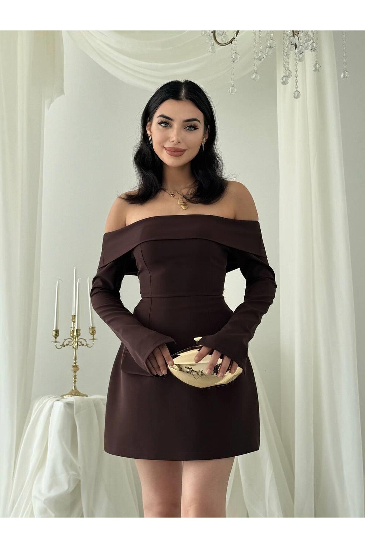 Off-Shoulder Tulip Mini Dress
