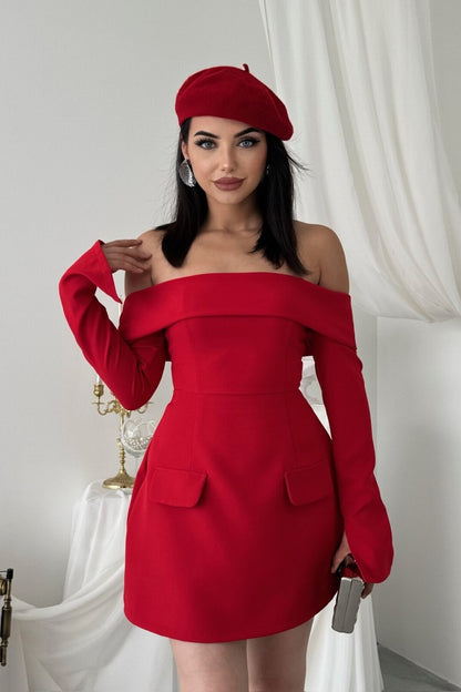 Off-Shoulder Tulip Mini Dress