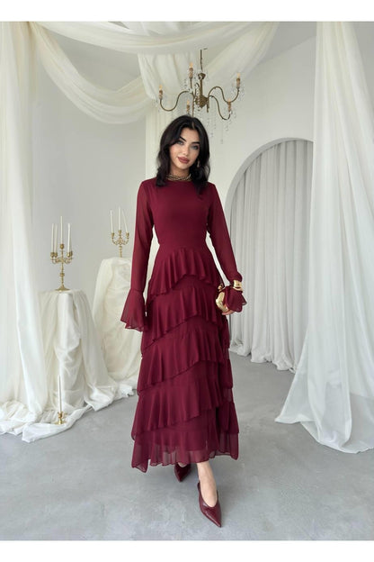 Tiered Chiffon Maxi Dress