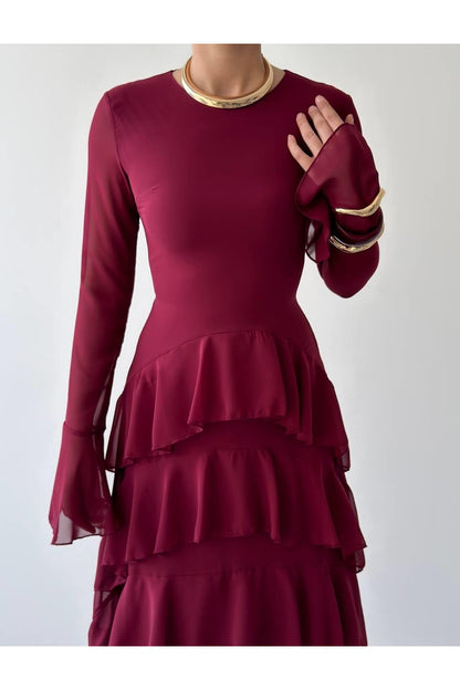 Tiered Chiffon Maxi Dress