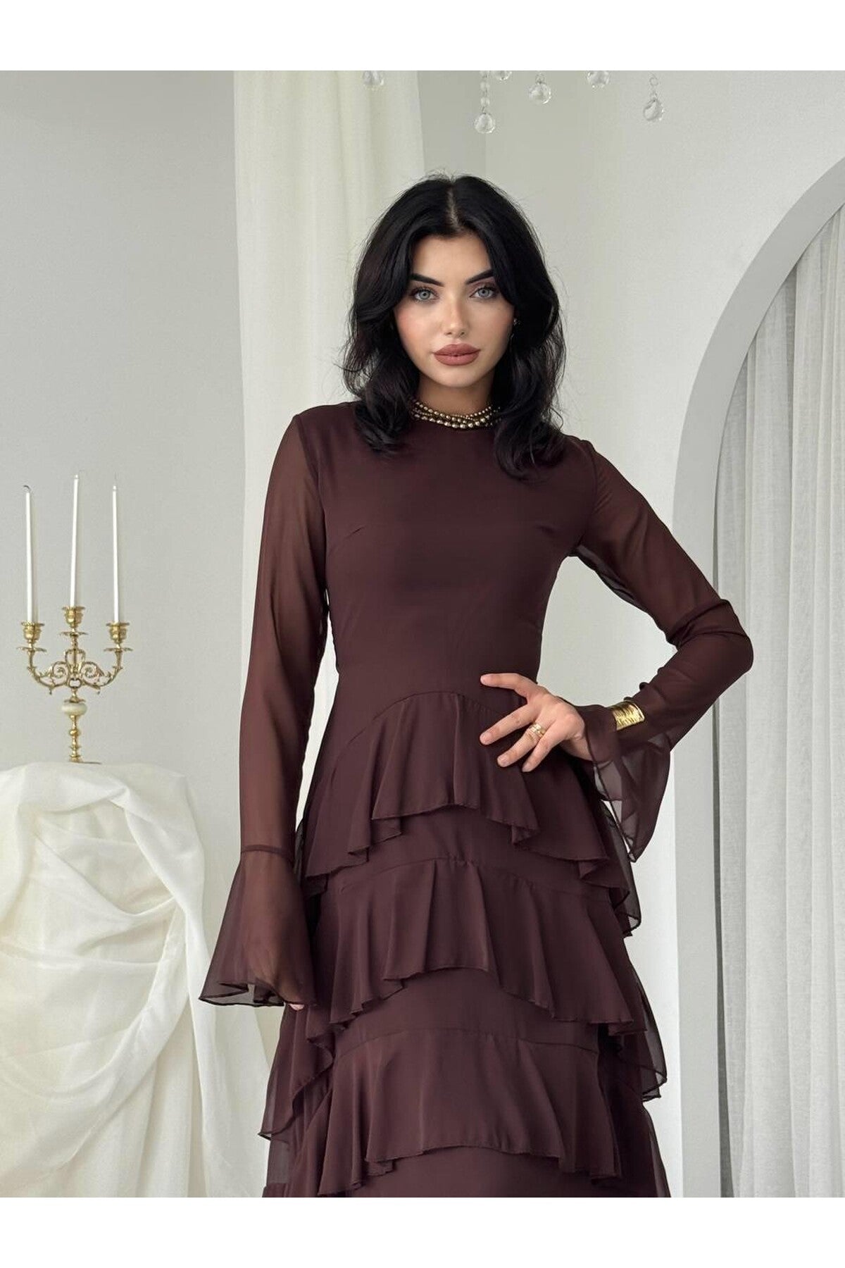 Tiered Chiffon Maxi Dress