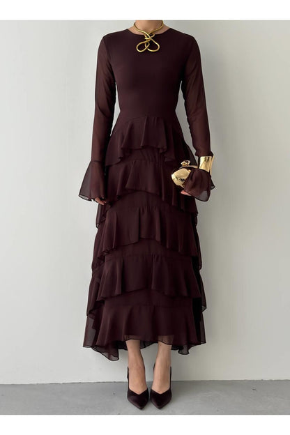 Tiered Chiffon Maxi Dress