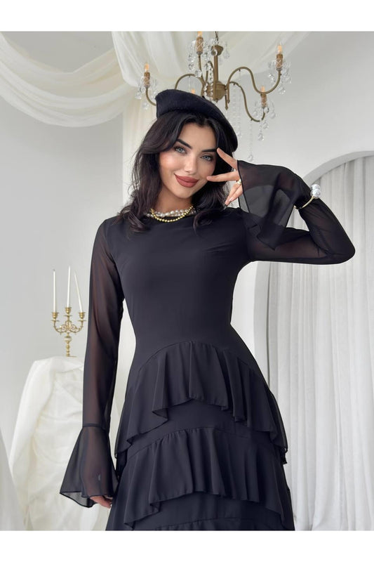 Tiered Chiffon Maxi Dress