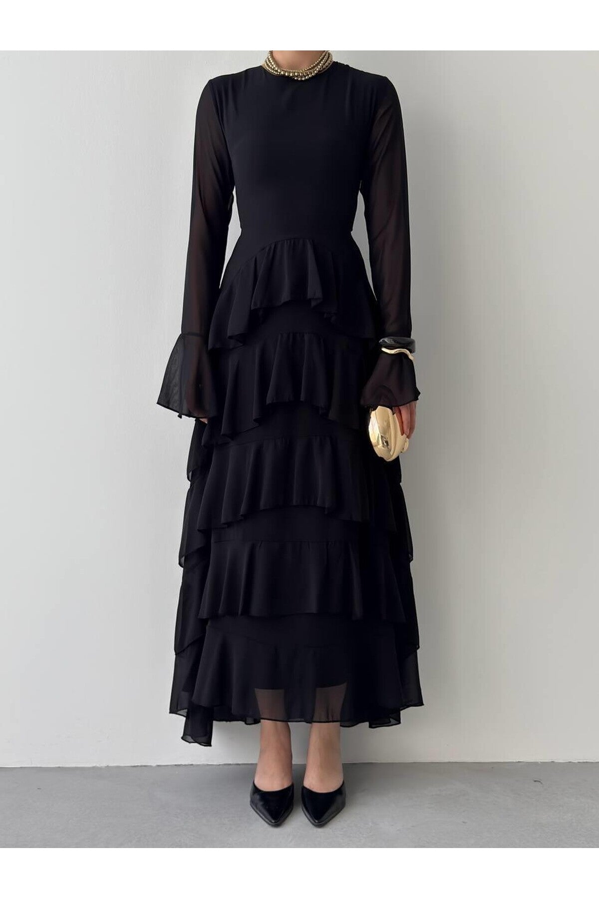 Tiered Chiffon Maxi Dress