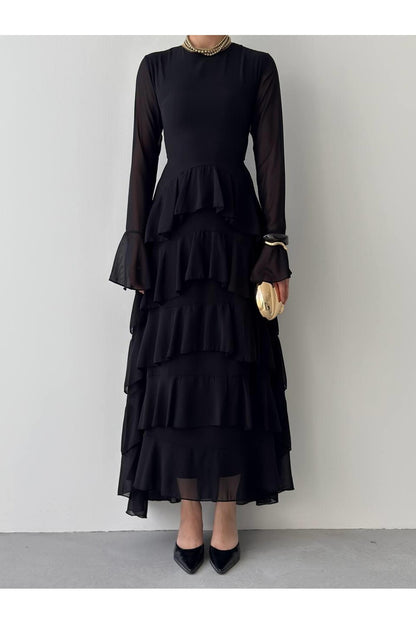 Tiered Chiffon Maxi Dress