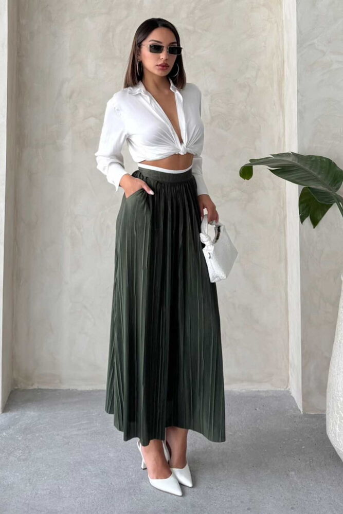 Pleated Maxi Skirt