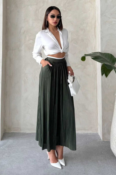 Pleated Maxi Skirt