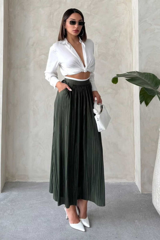 Pleated Maxi Skirt