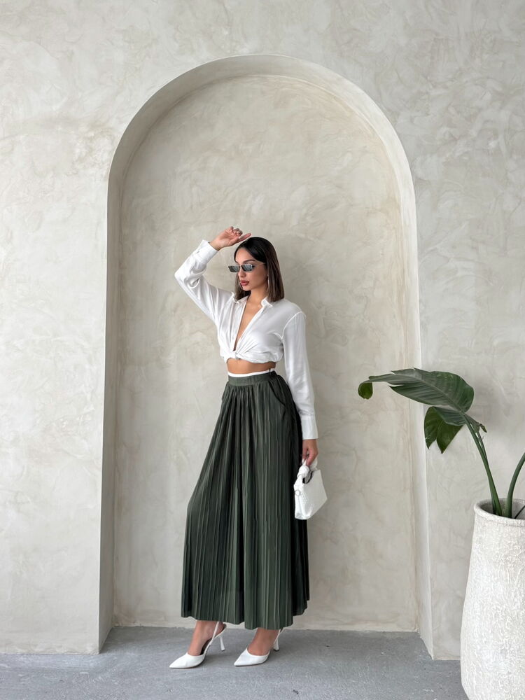 Pleated Maxi Skirt