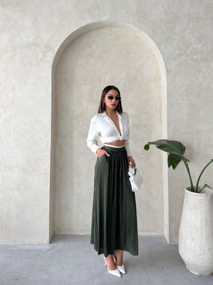 Pleated Maxi Skirt