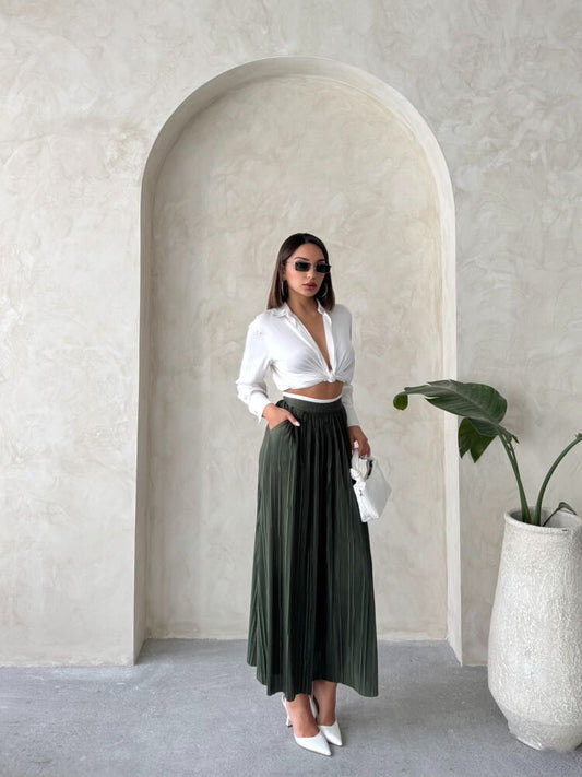 Pleated Maxi Skirt