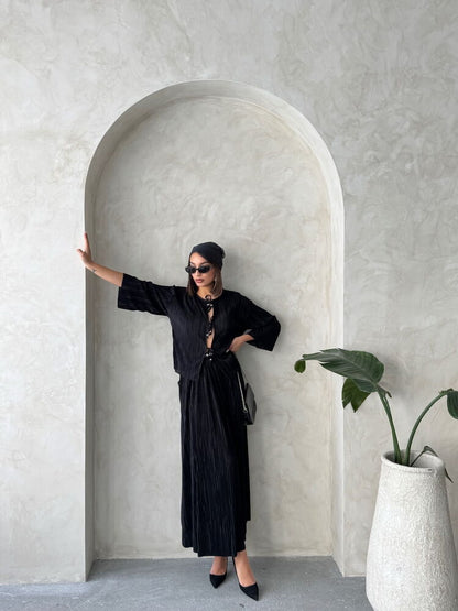 Pleated Maxi Skirt