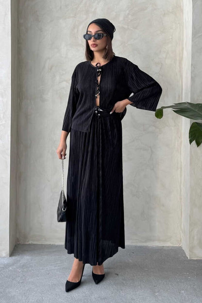 Pleated Maxi Skirt
