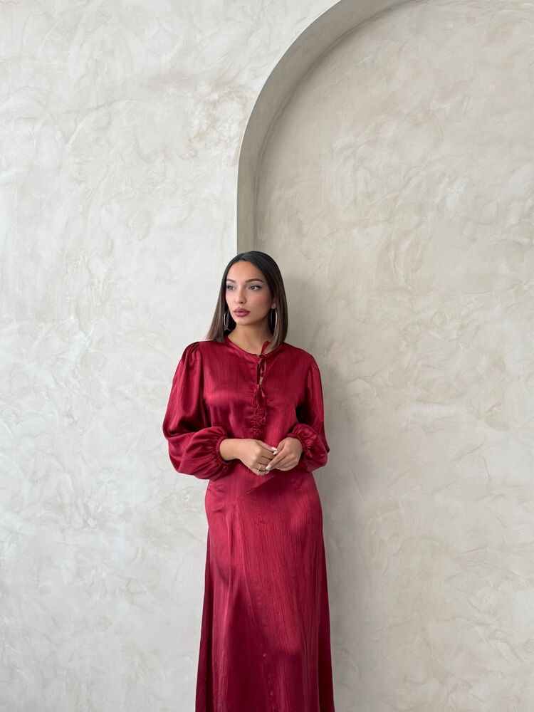 Crinkle Satin Tie-Front Blouse