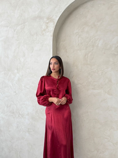 Crinkle Satin Tie-Front Blouse