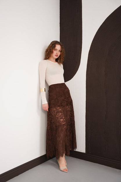 Tiered Lace Maxi Skirt