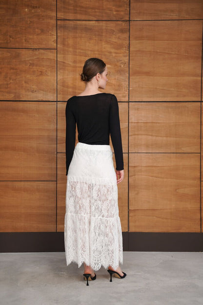 Tiered Lace Maxi Skirt