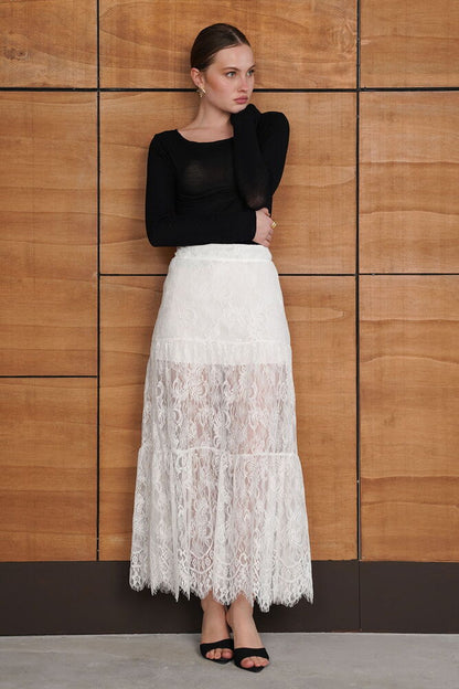 Tiered Lace Maxi Skirt