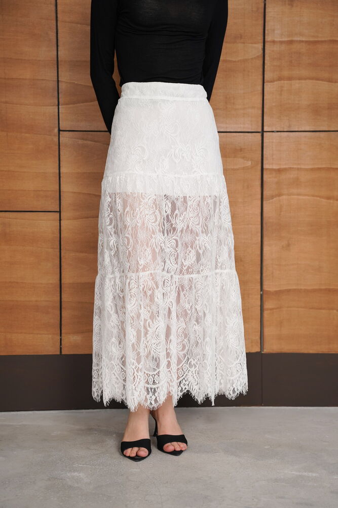 Tiered Lace Maxi Skirt
