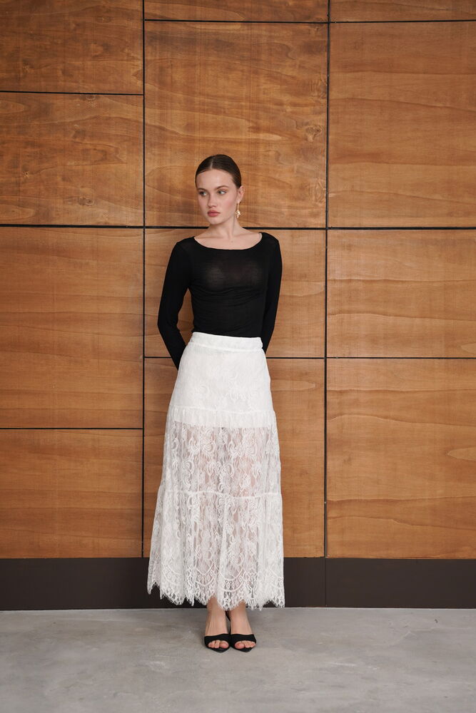 Tiered Lace Maxi Skirt