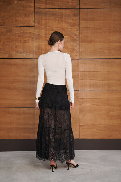 Tiered Lace Maxi Skirt
