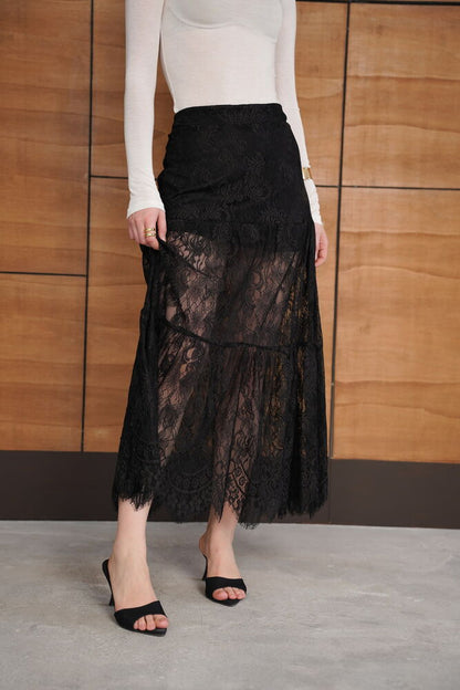 Tiered Lace Maxi Skirt